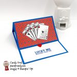 Lucky Me easel card, Game On stamp set, Well Suited Designer Series Paper, Resin Hearts #stampcandy