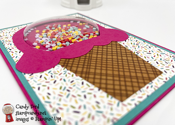 Ice Cream Corner shaker card with Sprinkles #stampcandy