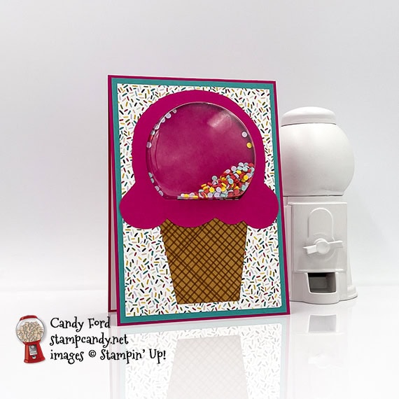 Ice Cream Corner shaker card with Sprinkles #stampcandy