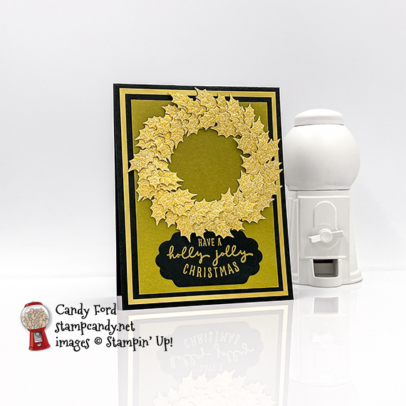 Gold Holly Leaves, Christmas to Remember stamp set, Seasonal Labels Dies #stampcandy