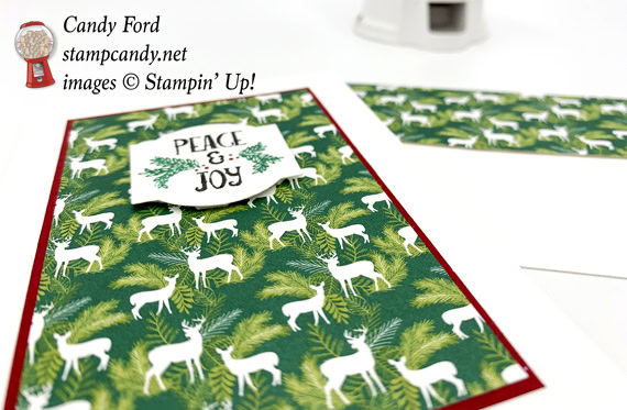 Stampin' Up! Christmas Traditions Punch Box meets Joyous Noel DSP handmade Merry Christmas card made by Candy Ford of Stamp Candy